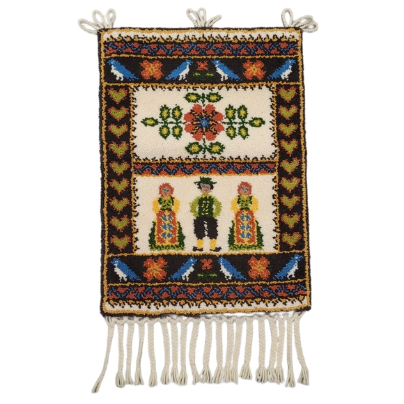 Wertvolle Handarbeit Wall Decor Junghans-Wolle Germany 80s Handwoven Wool vintag - Picture 1 of 6